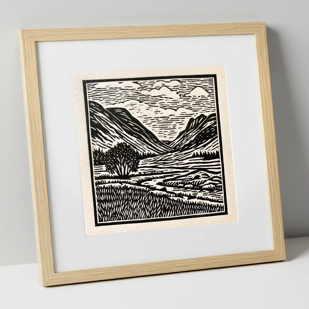Great Langdale in Stark Contrast lake district valley art print in natural frame