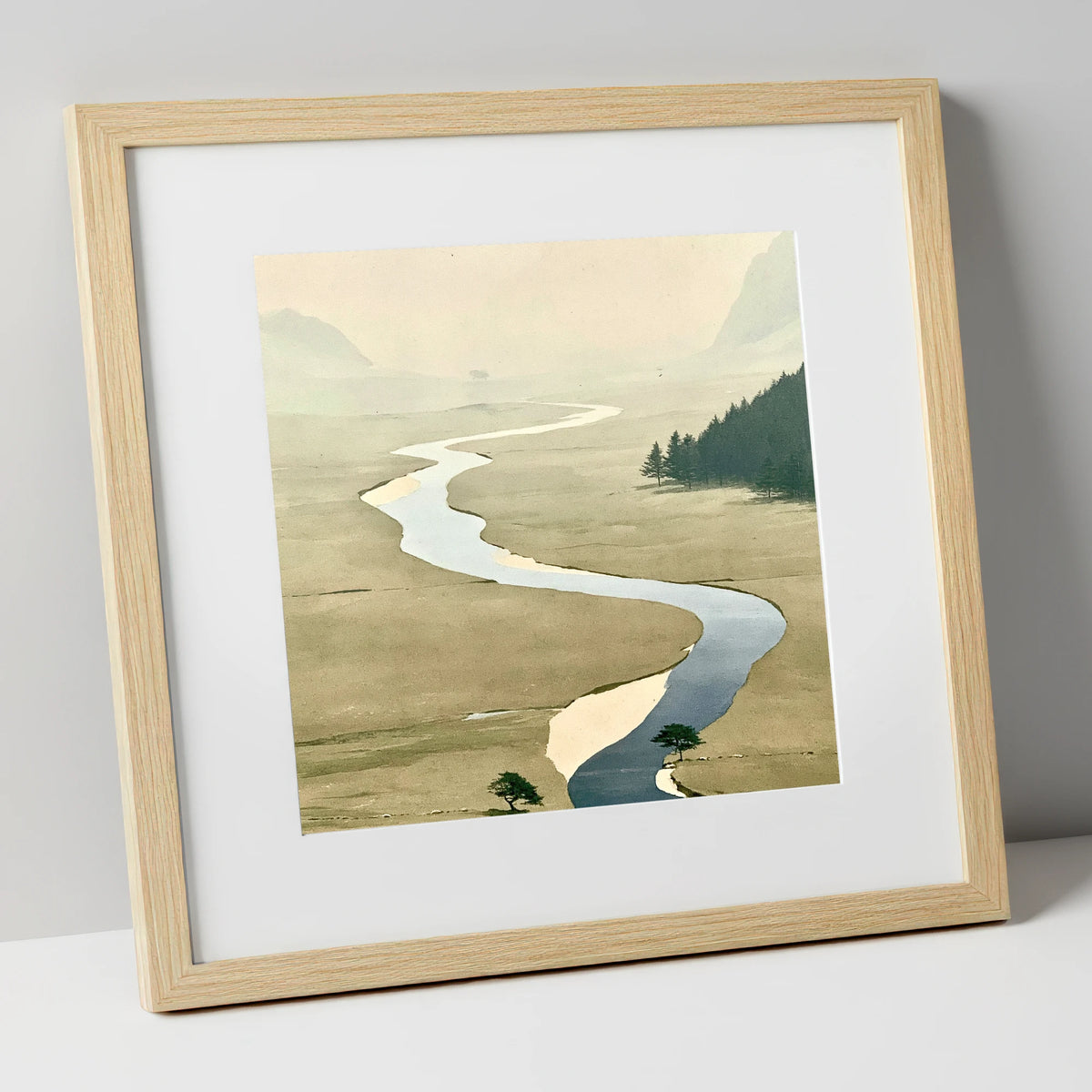 Winding Beck in Ochre Valley lake district waterfall art print in natural frame