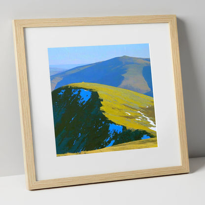 Sunlight and Shadow on Hart Side lake district fell art print in natural frame