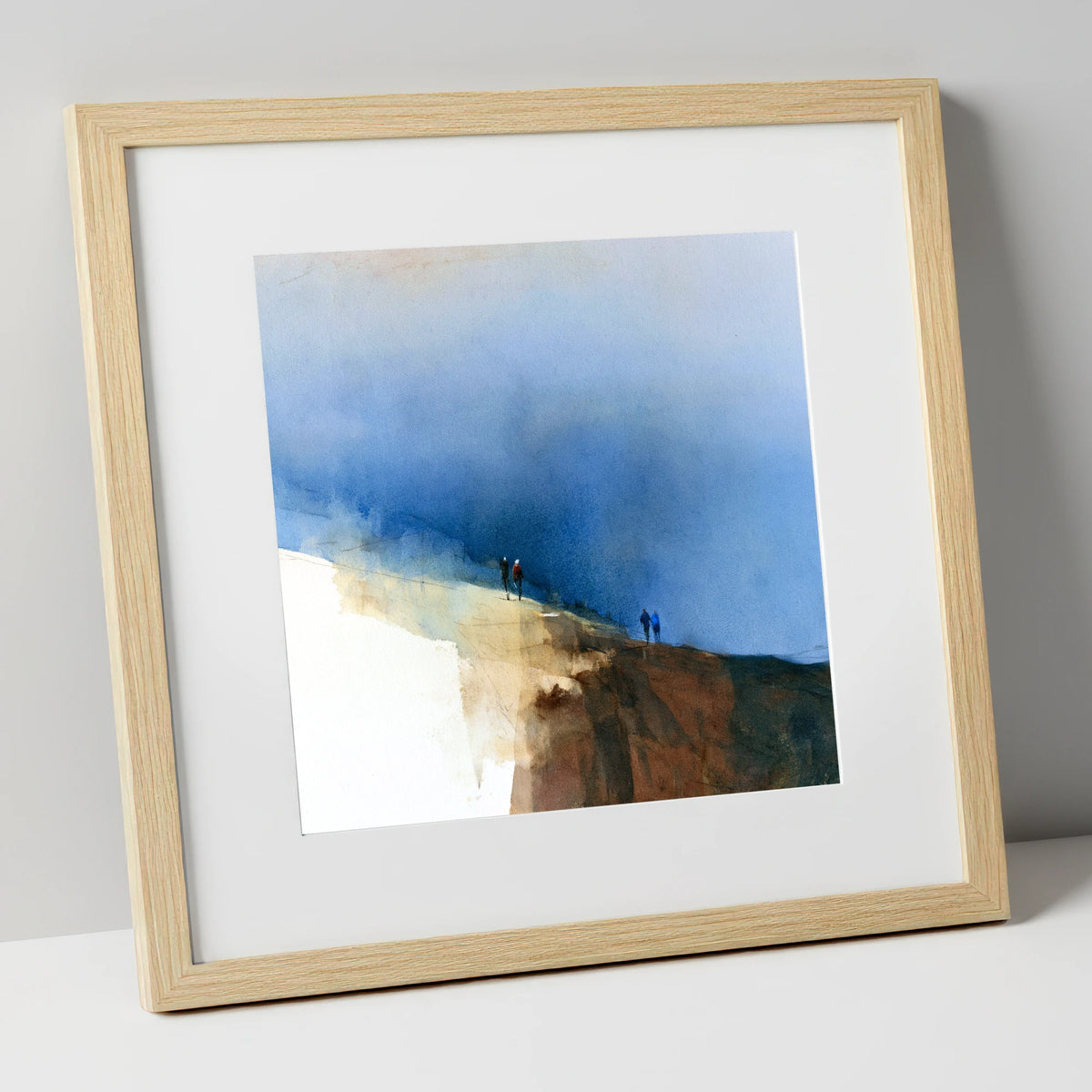 Fell Walkers Beneath Indigo Skies lake district walking art print in natural frame