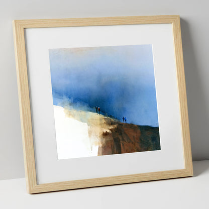 Fell Walkers Beneath Indigo Skies lake district walking art print in natural frame
