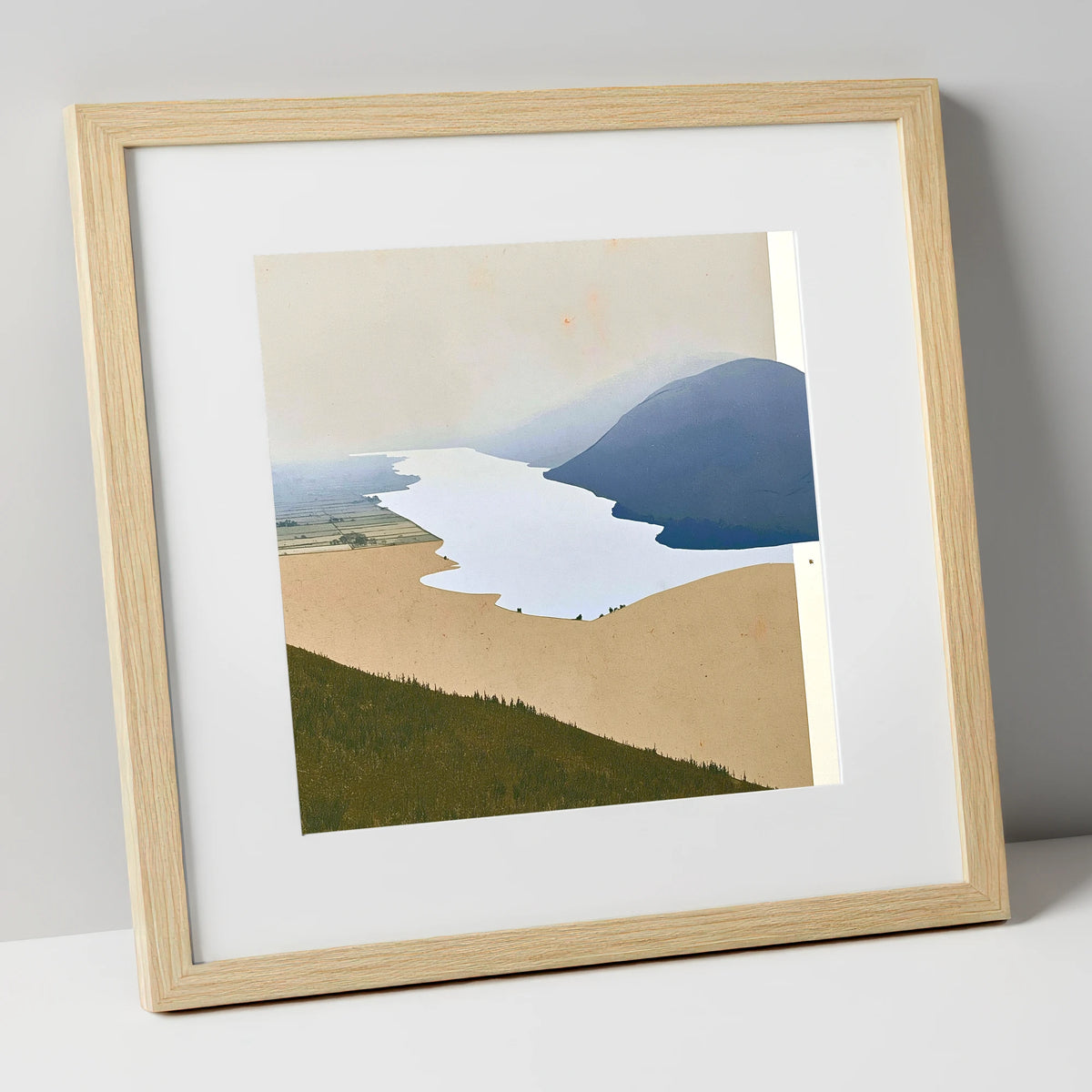 Bassenthwaite Lake and Slate Fells lake district lake art print in natural frame