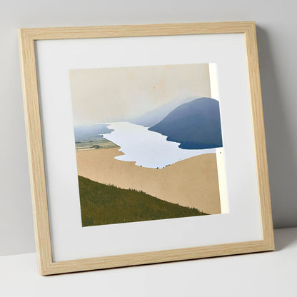 Bassenthwaite Lake and Slate Fells lake district lake art print in natural frame