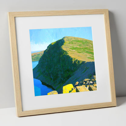 Old Man of Coniston Sunlit Ridge lake district fell art print in natural frame