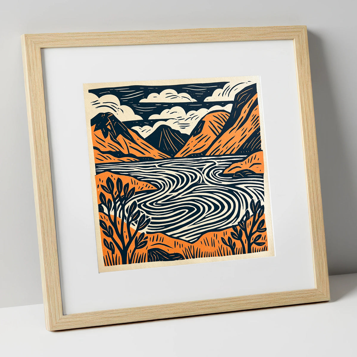 Wasdale Valley in Terracotta lake district valley art print in natural frame