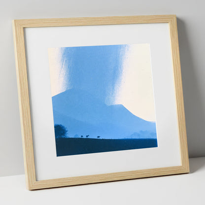 Storm Clouds Over Blue Fells lake district sky art print in natural frame