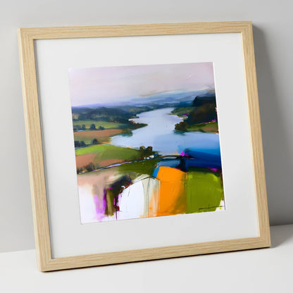 Vibrant Ullswater from Pooley Bridge lake district village art print in natural frame