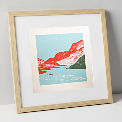 Red Fells of Eskdale Valley lake district valley art print in natural frame