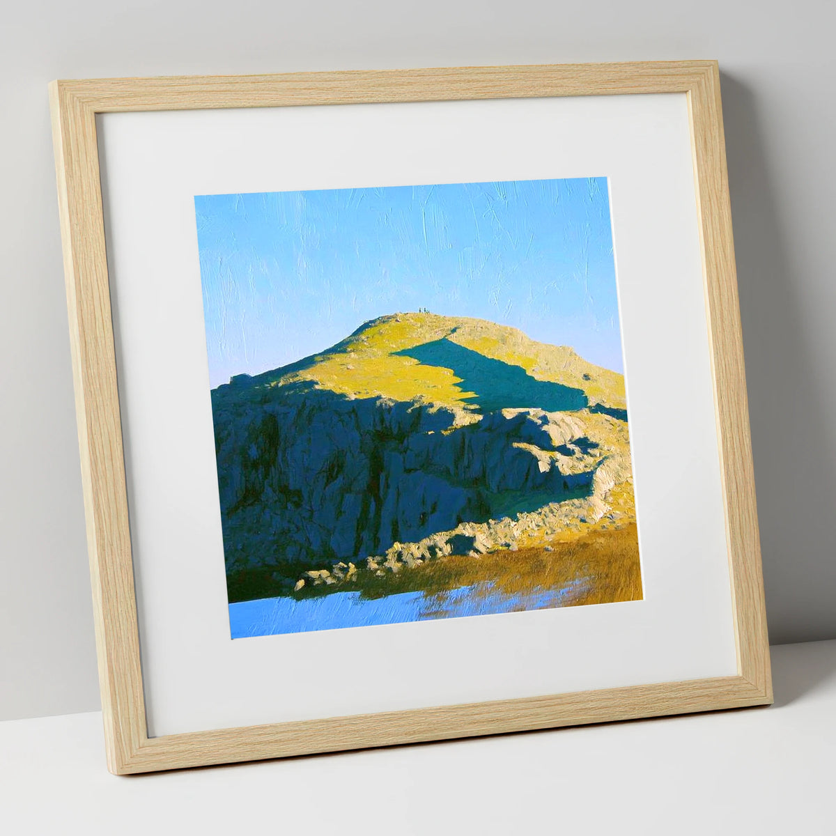 Sunlit Crags on Sergeant Man lake district fell art print in natural frame