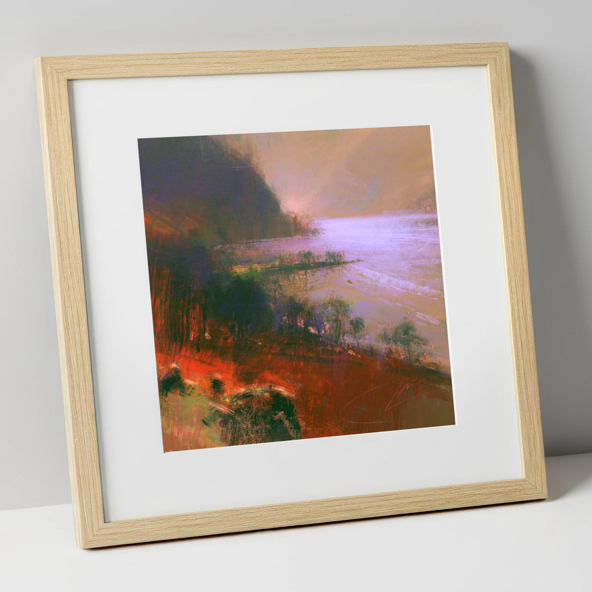 Ullswater Fells in Autumn Light lake district lake art print in natural frame