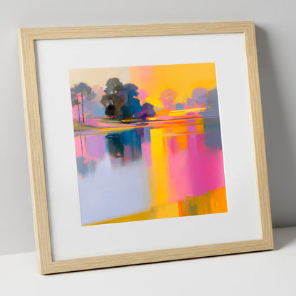 Vibrant Dawn Over A Still Lake lake district lake art print in natural frame