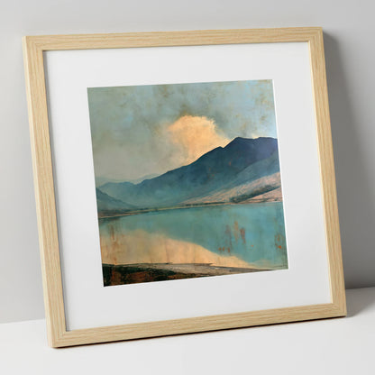 Cloud Break Over Crummock Water lake district lake art print in natural frame