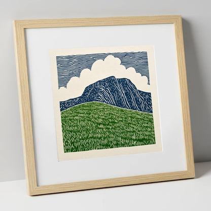 Helvellyn in Bold Graphic Lines lake district fell art print in natural frame
