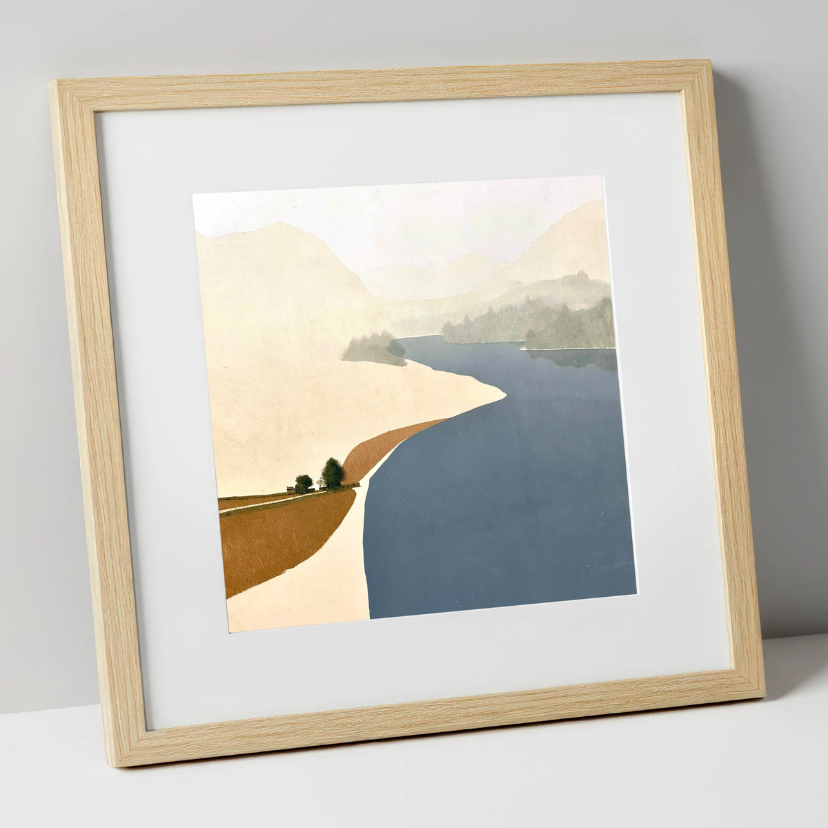 River Derwent Sweeping Shores lake district waterfall art print in natural frame