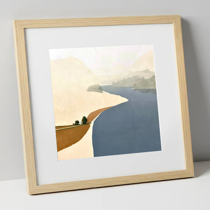 River Derwent Sweeping Shores lake district waterfall art print in natural frame
