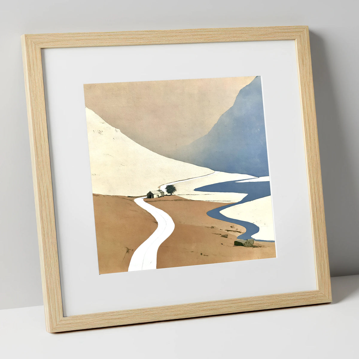 Kirkstone Pass Minimalist Landscape lake district valley art print in natural frame