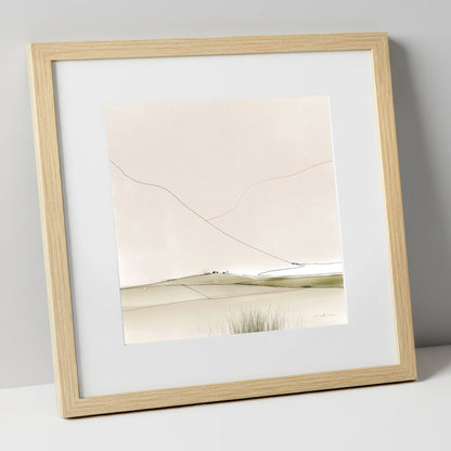 Minimalist Patchwork Fields in a Dale lake district valley art print in natural frame