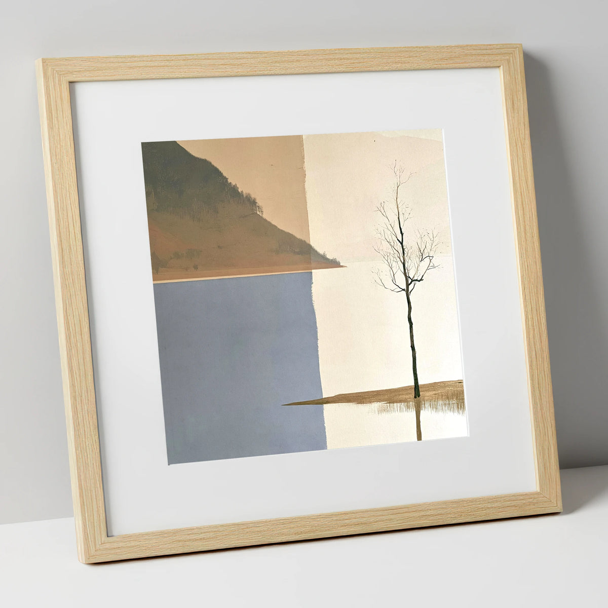 Minimalist Bassenthwaite Lake View lake district lake art print in natural frame
