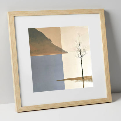 Minimalist Bassenthwaite Lake View lake district lake art print in natural frame