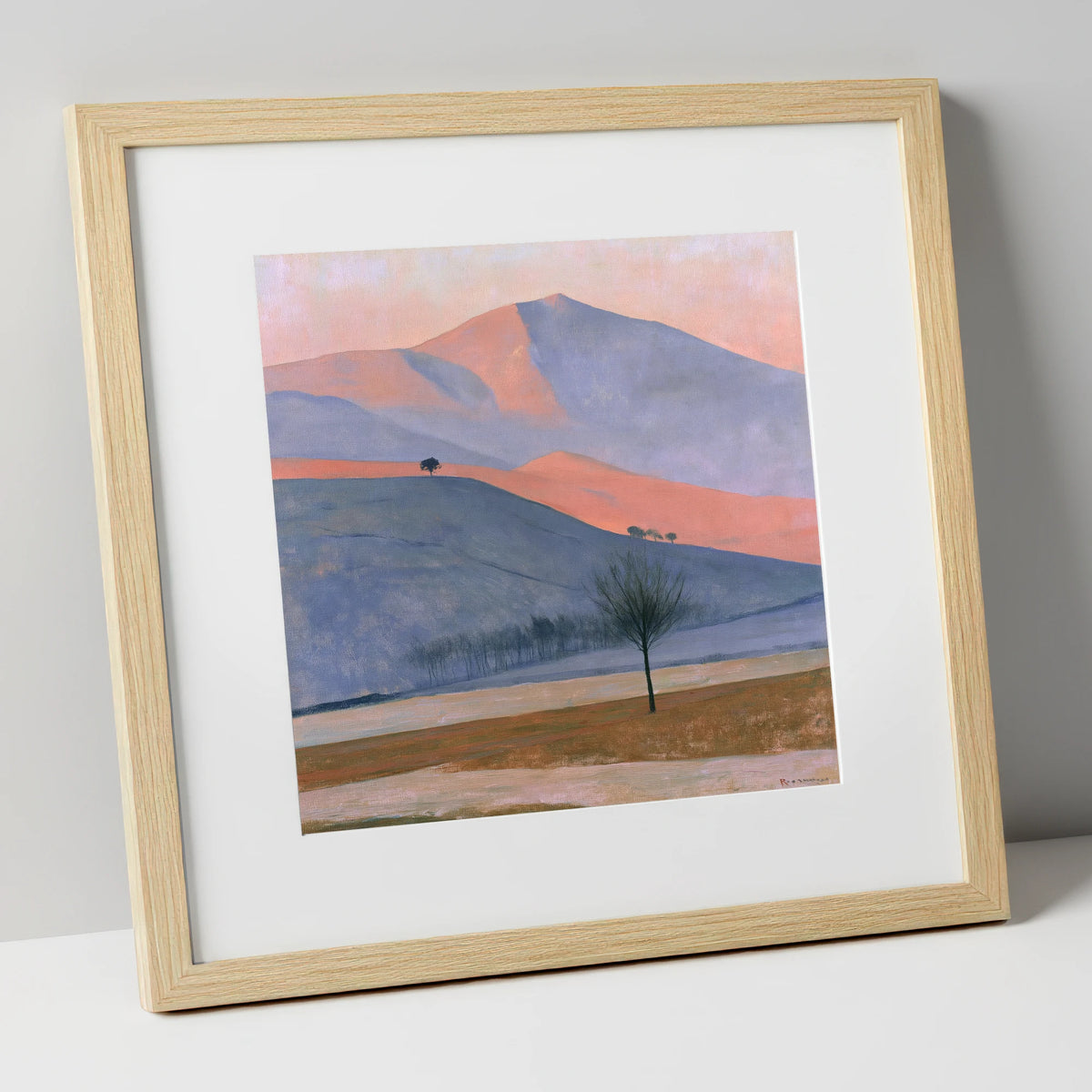 Golden Evening Light on Fells lake district sky art print in natural frame