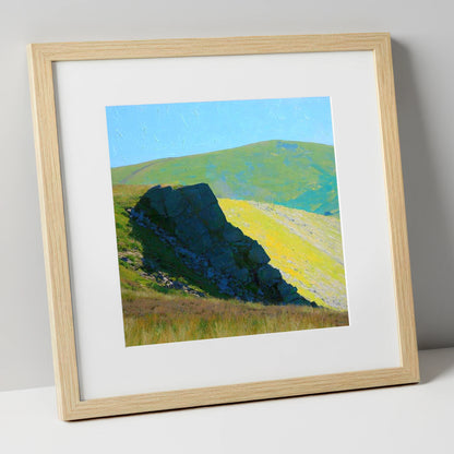 Vibrant Crag on Armboth Fell lake district fell art print in natural frame