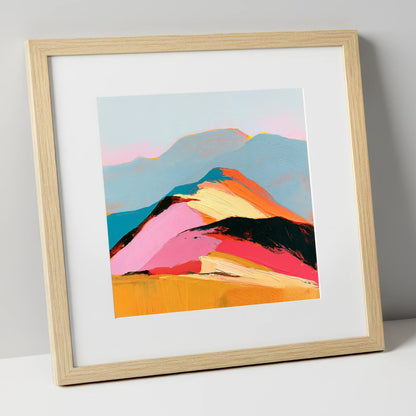 Vivid View From the Summit lake district fell art print in natural frame