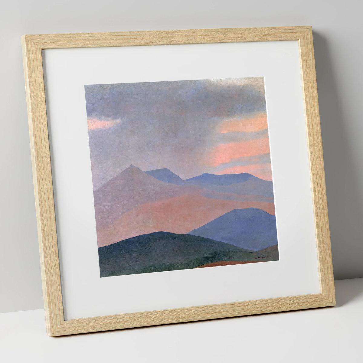 Storm Clouds Over Pastel Fells lake district sky art print in natural frame