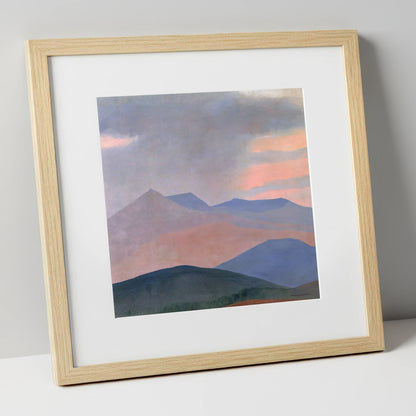 Storm Clouds Over Pastel Fells lake district sky art print in natural frame