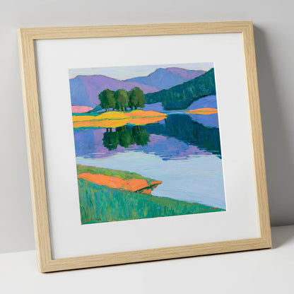 Vivid Reflections on the Lake lake district lake art print in natural frame