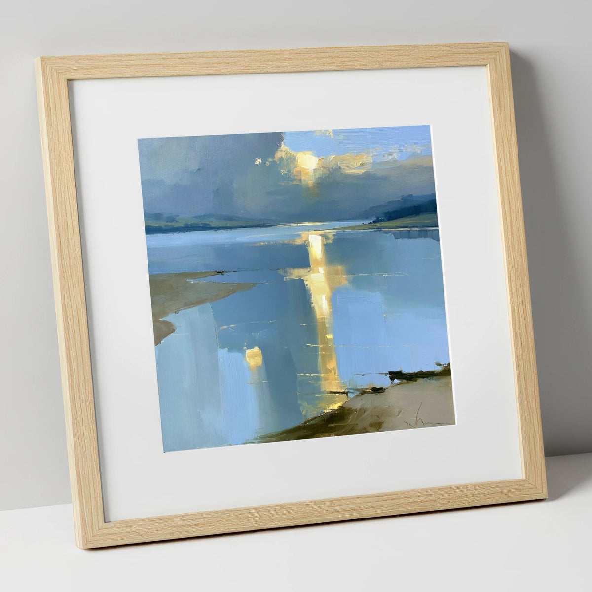 Sunset Breaking Over the Lake lake district lake art print in natural frame