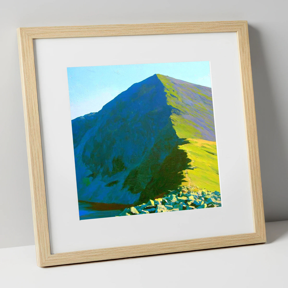 Sunlit Ridge of Ill Bell lake district fell art print in natural frame