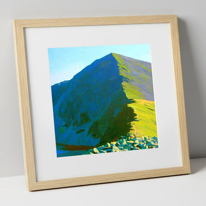 Sunlit Ridge of Ill Bell lake district fell art print in natural frame
