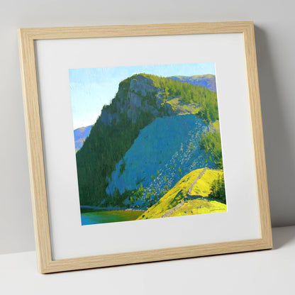 Castle Crag in Vibrant Sunlight lake district fell art print in natural frame