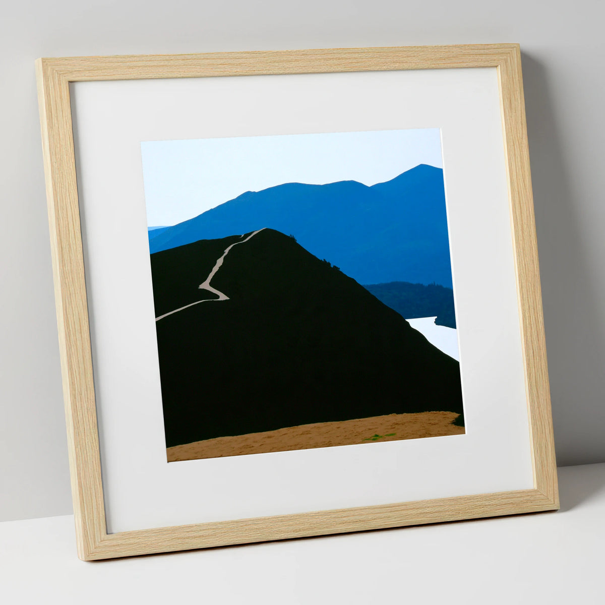 Cat Bells Path In Midnight Blue lake district fell art print in natural frame