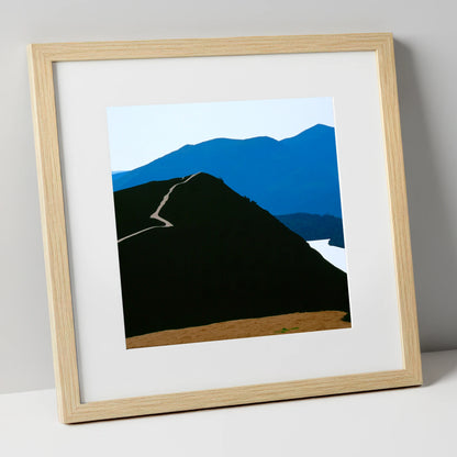Cat Bells Path In Midnight Blue lake district fell art print in natural frame