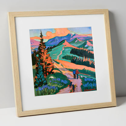 Vibrant Cat Bells Dog Walk gifts for dog walkers art print in natural frame