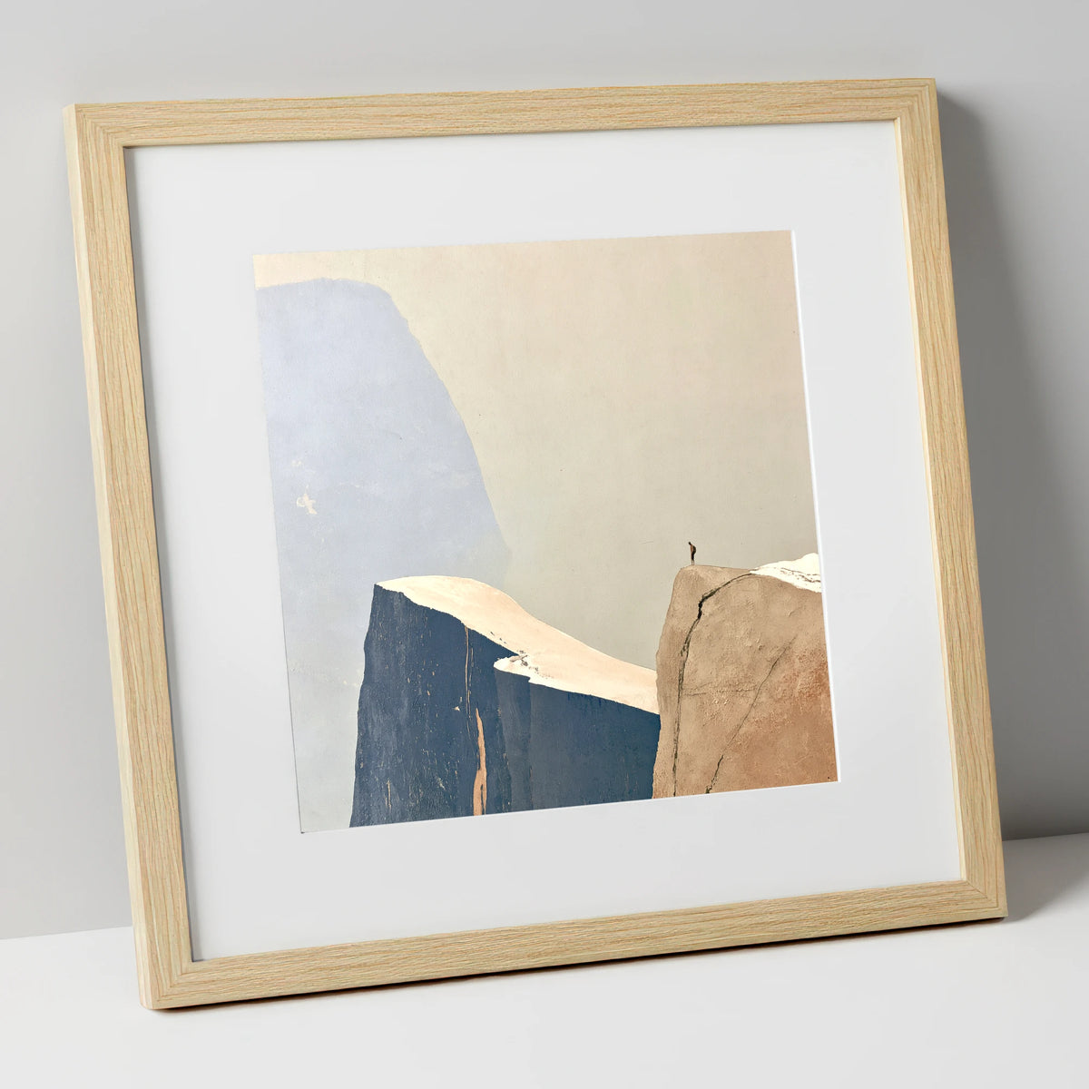 Fell Walker on Ochre Ridge lake district walking art print in natural frame