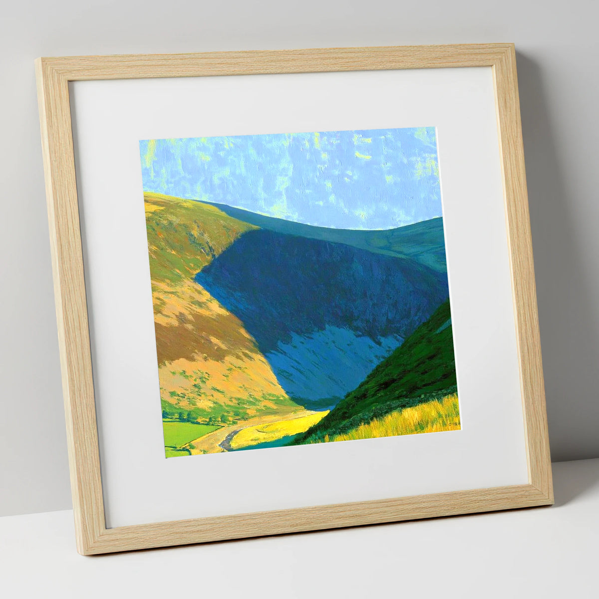 Carrock Fell Ridge in Sunlight lake district fell art print in natural frame