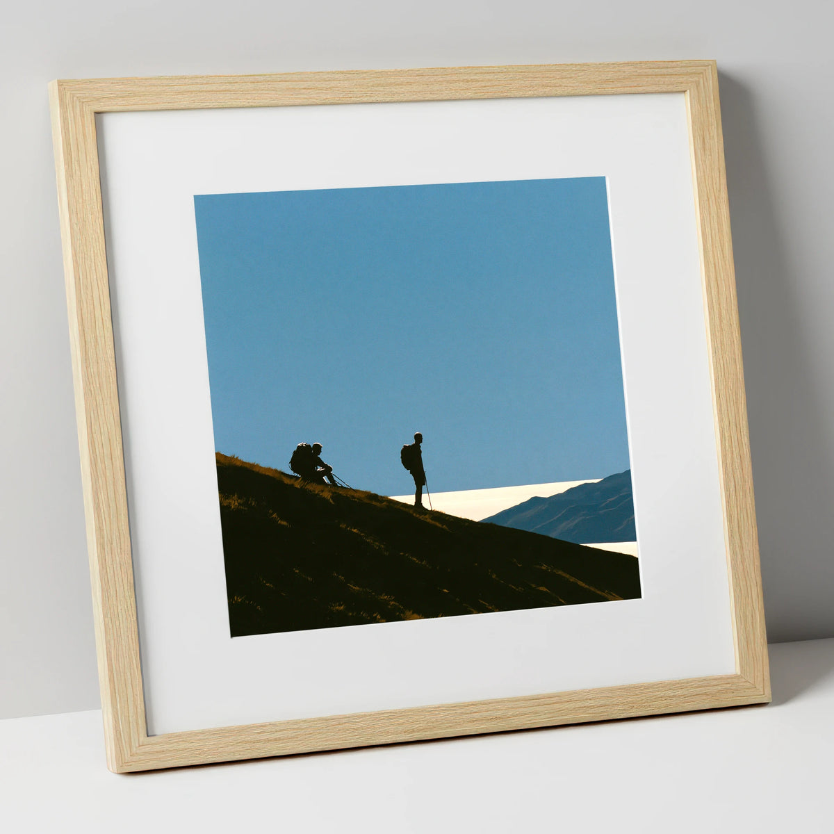 Catbells Walkers Against Vast Sky lake district fell art print in natural frame