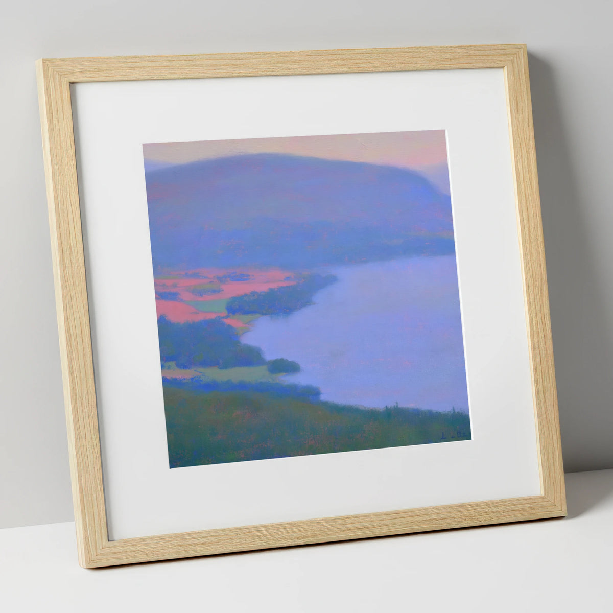 Pastel Skies Over Bassenthwaite Lake lake district lake art print in natural frame