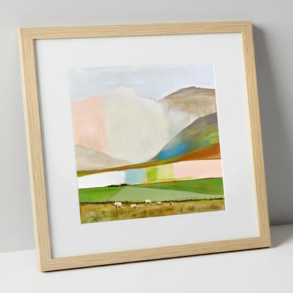 Pastel Storm Clouds Over Fells lake district sky art print in natural frame