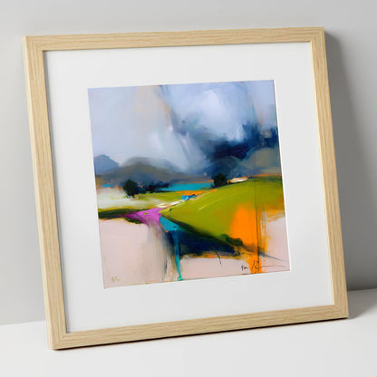 Storm Skies Over Bright Fells lake district sky art print in natural frame