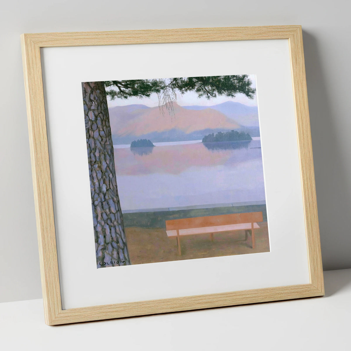 Derwentwater Dusk from Friar's Crag lake district village art print in natural frame
