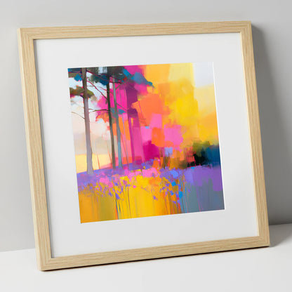 Vivid Bluebell Woods lake district wildflower art print in natural frame