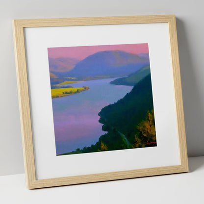 Vibrant Evening Over Bassenthwaite Lake lake district lake art print in natural frame