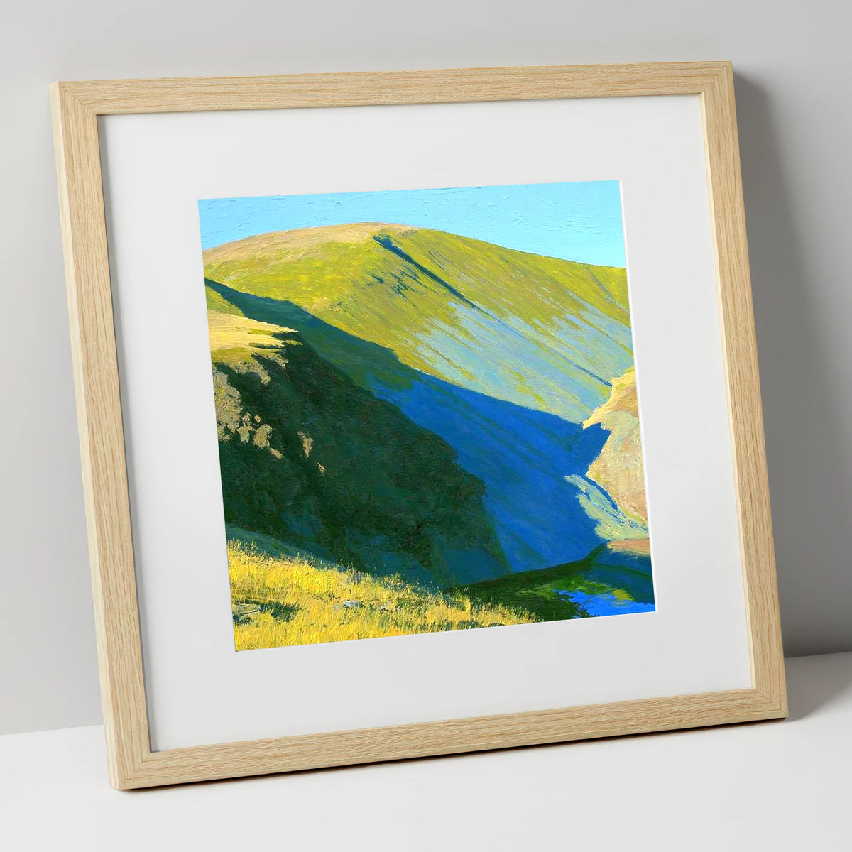 Sunlit Slopes of Stybarrow Dodd lake district fell art print in natural frame