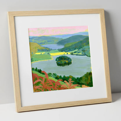 Grasmere Through Red Bracken lake district lake art print in natural frame