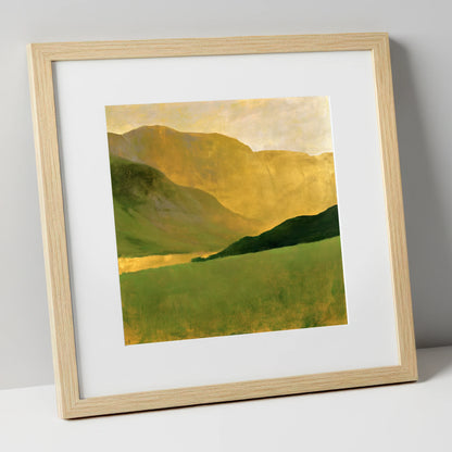 Golden Fells And Green Valley lake district valley art print in natural frame