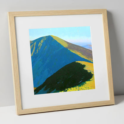 Grisedale Pike in Vibrant Sunlight lake district fell art print in natural frame