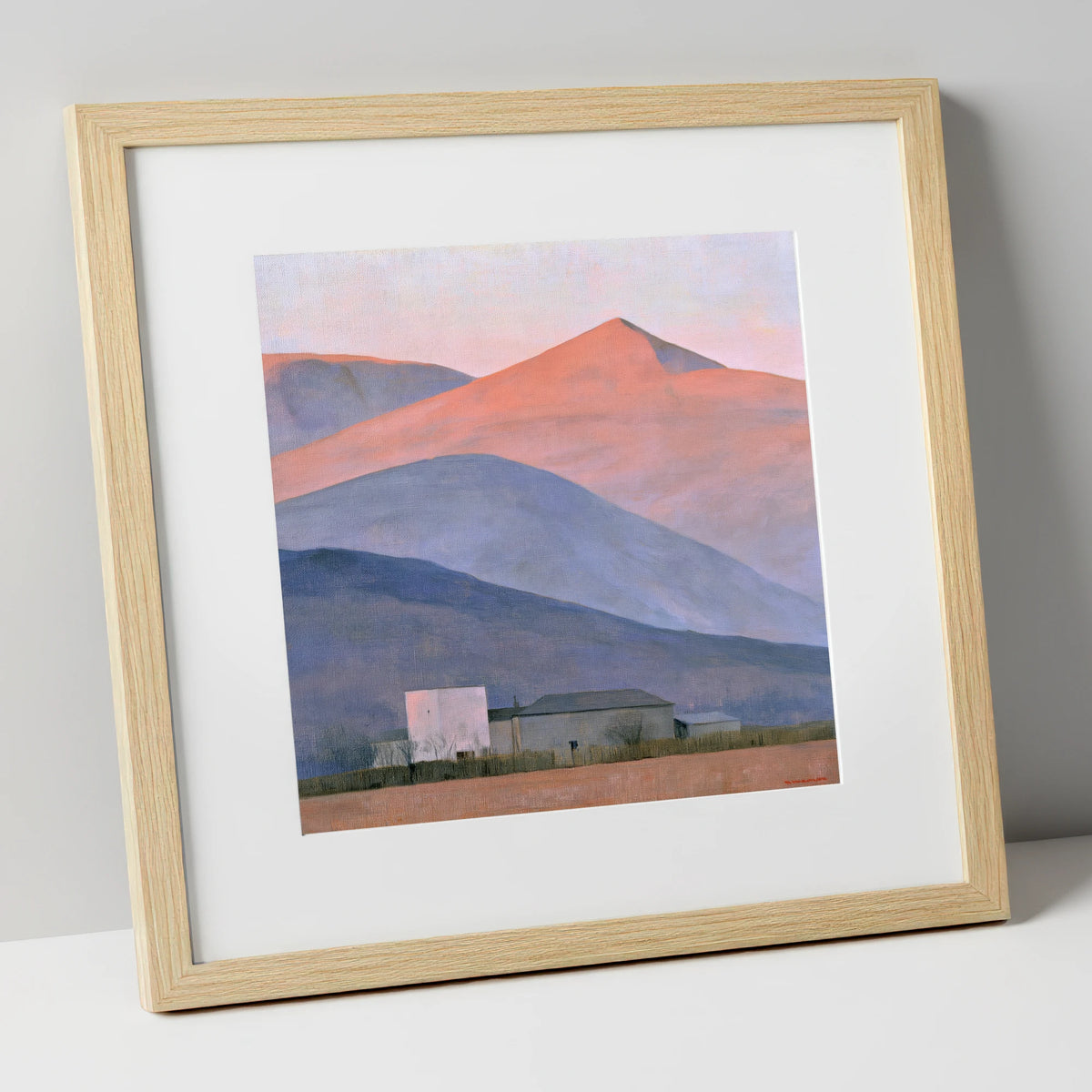 Evening Light on Lavender Fells lake district sky art print in natural frame